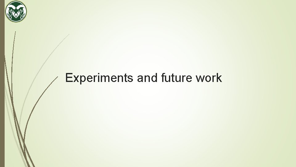Experiments and future work 