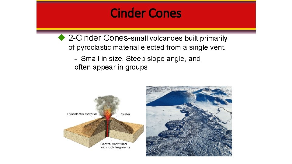 Cinder Cones u 2 -Cinder Cones-small volcanoes built primarily of pyroclastic material ejected from