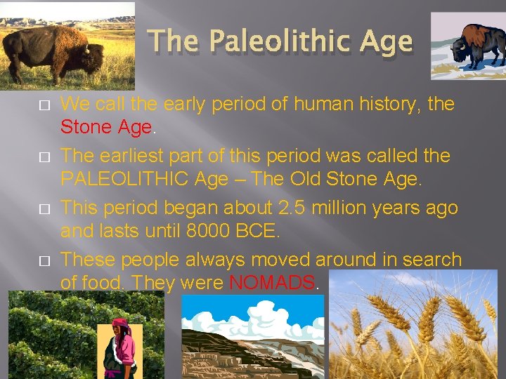 The Paleolithic Age � � We call the early period of human history, the