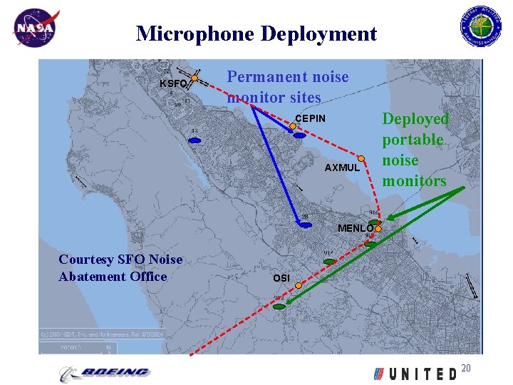 Microphone Deployment KSFO Permanent noise monitor sites CEPIN AXMUL Deployed portable noise monitors MENLO