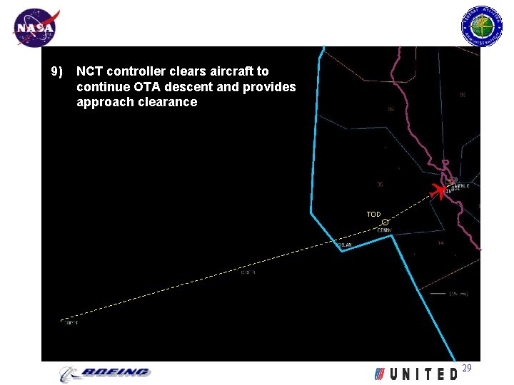9) NCT controller clears aircraft to continue OTA descent and provides approach clearance TOD