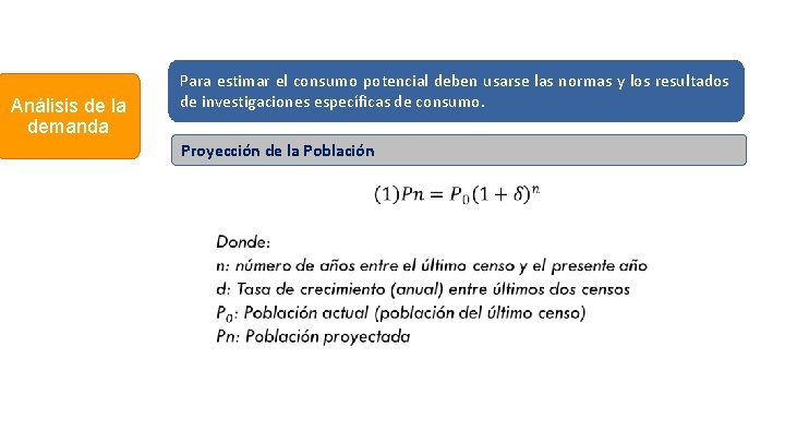 Análisis de la demanda Para estimar el consumo potencial deben usarse las normas y Análisis de la demanda Para estimar el consumo potencial deben usarse las normas y
