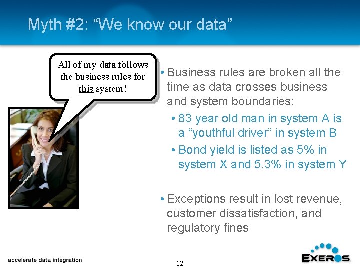 Myth #2: “We know our data” All of my data follows the business rules