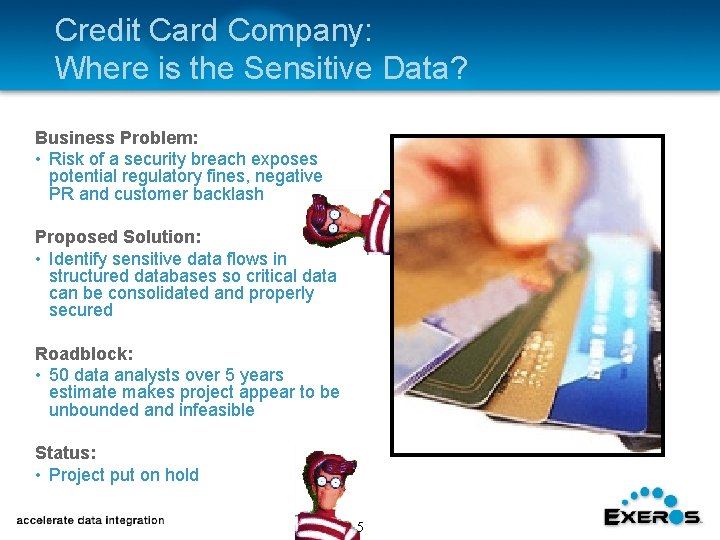 Credit Card Company: Where is the Sensitive Data? Business Problem: • Risk of a