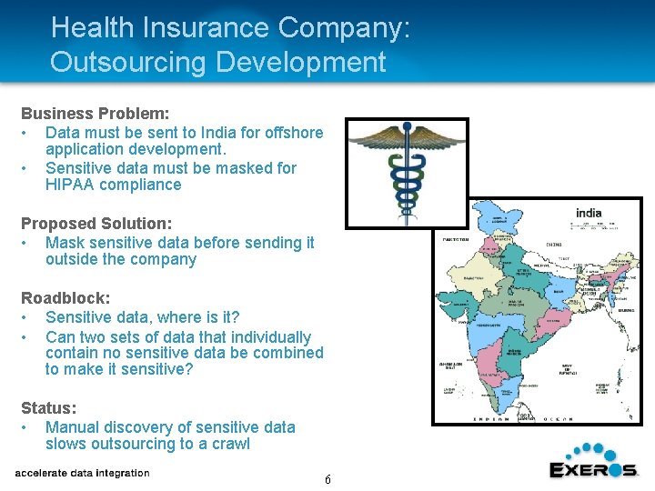 Health Insurance Company: Outsourcing Development Business Problem: • Data must be sent to India