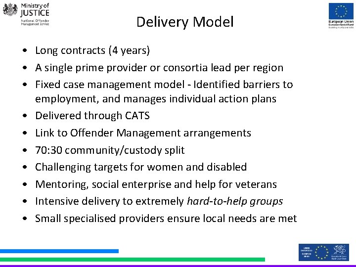 Delivery Model • Long contracts (4 years) • A single prime provider or consortia