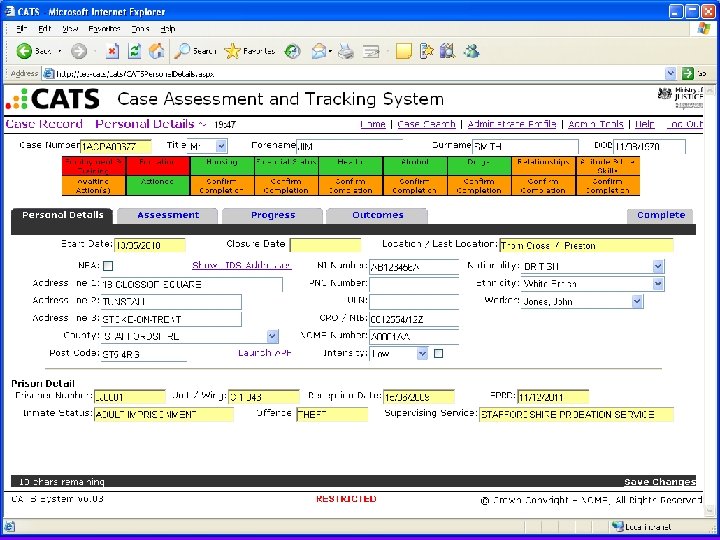 Main CATS Screen • All essential information on one screen • Red, Amber, Green