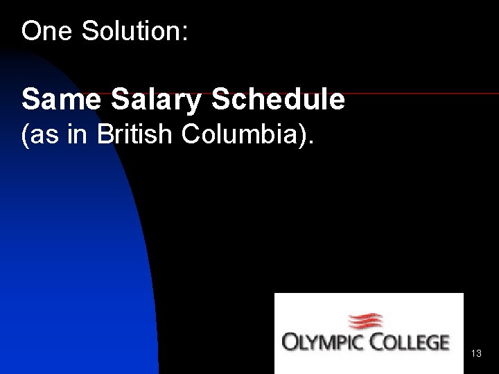 One Solution: Same Salary Schedule (as in British Columbia). 13 