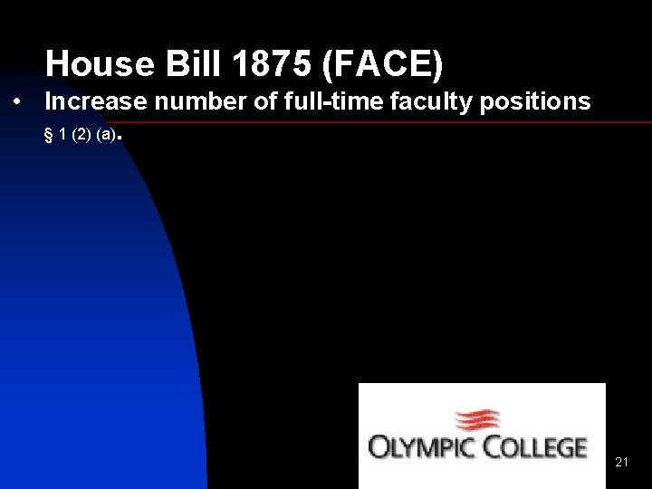 House Bill 1875 (FACE) • Increase number of full-time faculty positions § 1 (2)