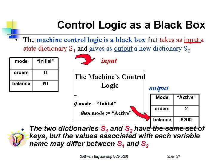 Control Logic as a Black Box • The machine control logic is a black