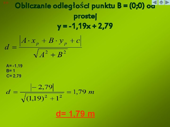 2. 11 Obliczanie odległości punktu B = (0; 0) od prostej y = -1,