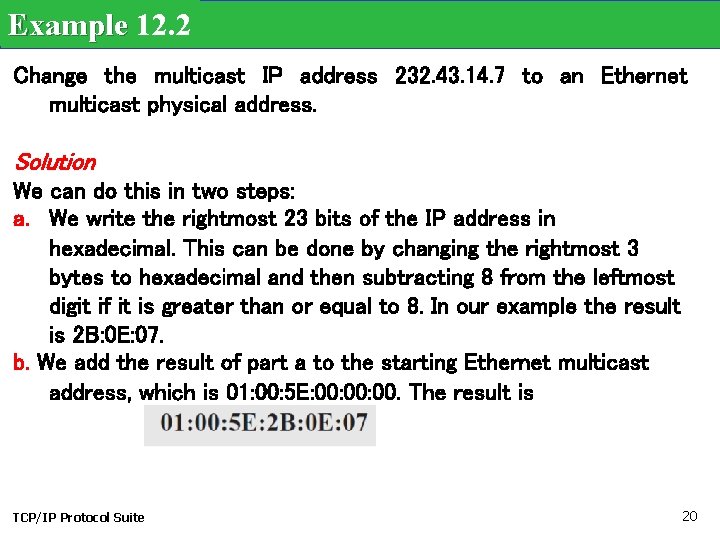 Example 12. 2 Change the multicast IP address 232. 43. 14. 7 to an