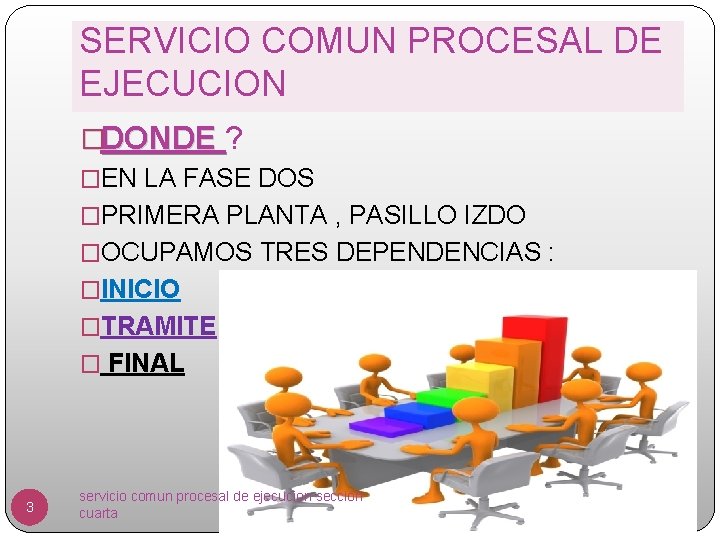 SERVICIO COMUN PROCESAL DE EJECUCION �DONDE ? �EN LA FASE DOS �PRIMERA PLANTA ,