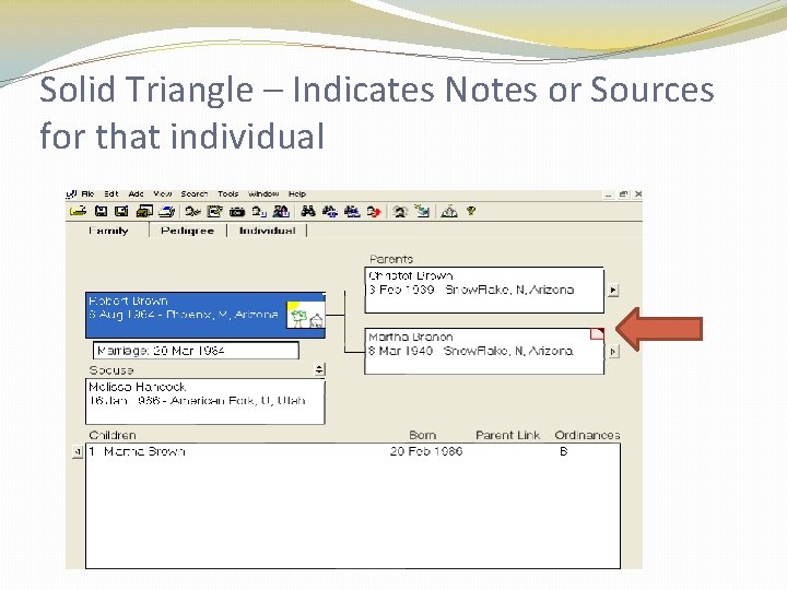 Solid Triangle – Indicates Notes or Sources for that individual Solid Triangle – Indicates Notes or Sources for that individual