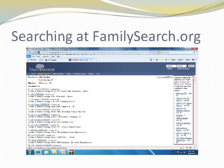 Searching at Family. Search. org Searching at Family. Search. org
