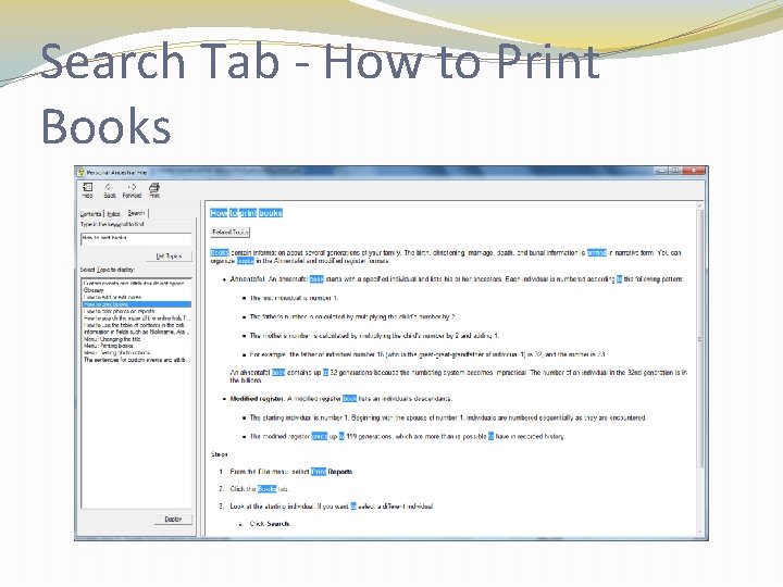 Search Tab - How to Print Books Search Tab - How to Print Books