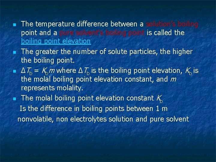 The temperature difference between a solution’s boiling point and a pure solvent's boiling point