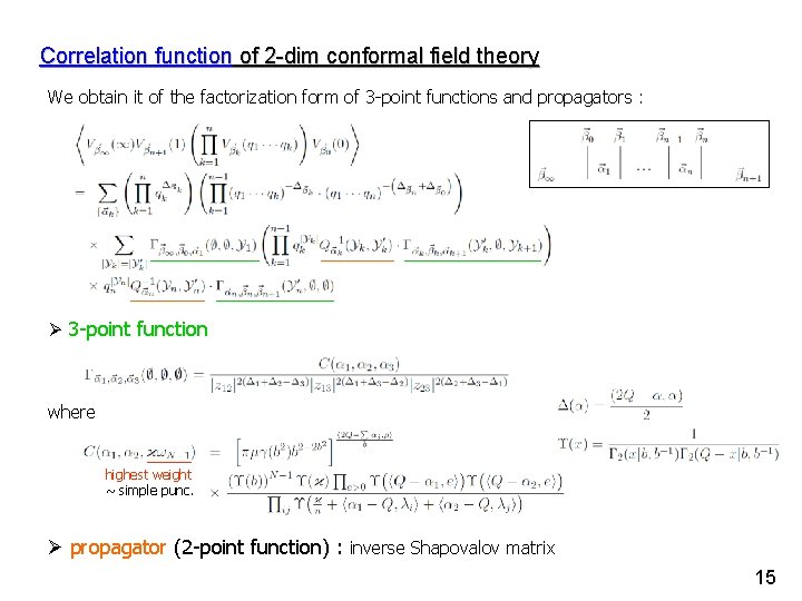 Correlation function of 2 -dim conformal field theory We obtain it of the factorization