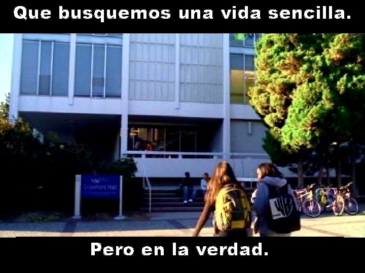 Que busquemos una vida sencilla. Pero en la verdad. 