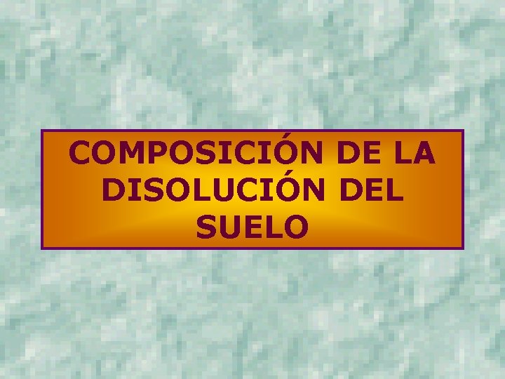 COMPOSICIÓN DE LA DISOLUCIÓN DEL SUELO 