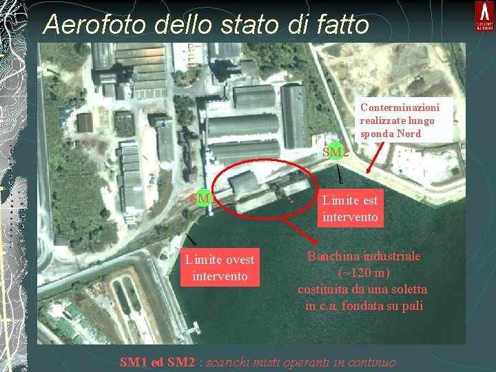 Aerofoto dello stato di fatto Conterminazioni realizzate lungo sponda Nord SM 2 SM 1