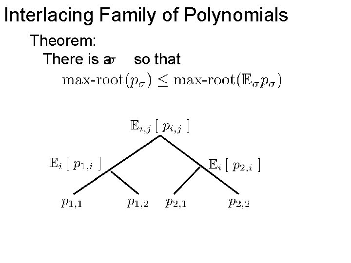 Interlacing Family of Polynomials Theorem: There is a so that 