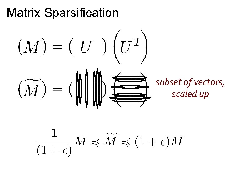 Matrix Sparsification subset of vectors, scaled up 
