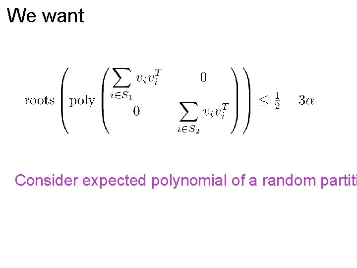 We want Consider expected polynomial of a random partiti 