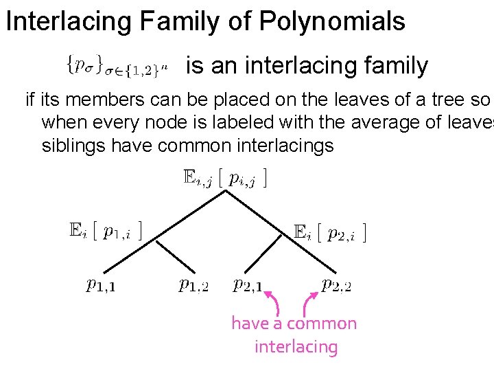 Interlacing Family of Polynomials is an interlacing family if its members can be placed