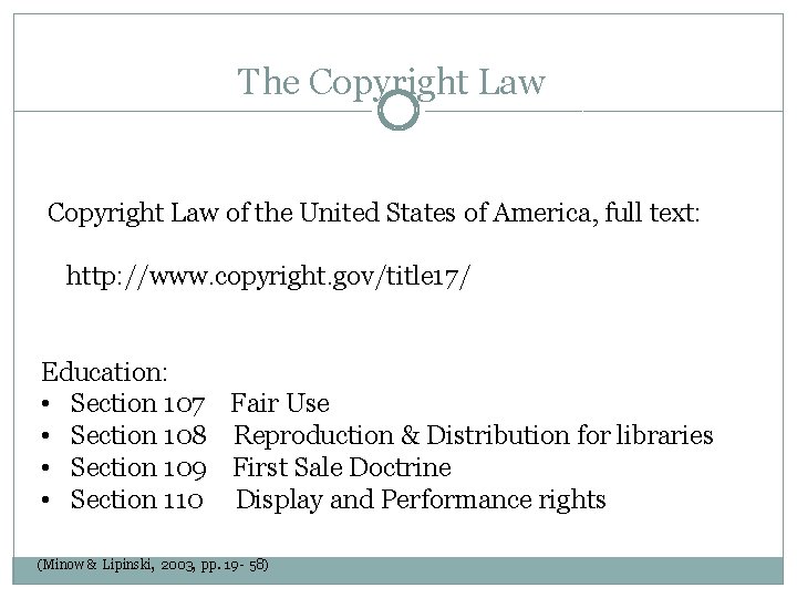 The Copyright Law of the United States of America, full text: http: //www. copyright.