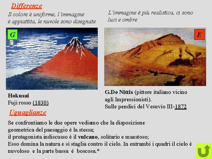 Differenze Il colore è uniforme, l’immagine è appiattita, le nuvole sono disegnate L’immagine è