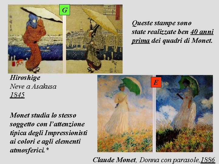 G Queste stampe sono state realizzate ben 40 anni prima dei quadri di Monet.