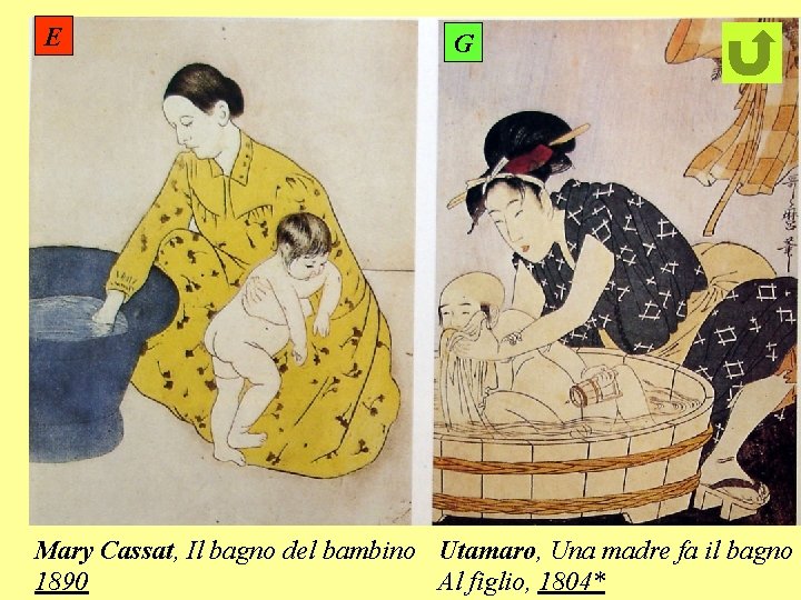 E G Mary Cassat, Il bagno del bambino Utamaro, Una madre fa il bagno