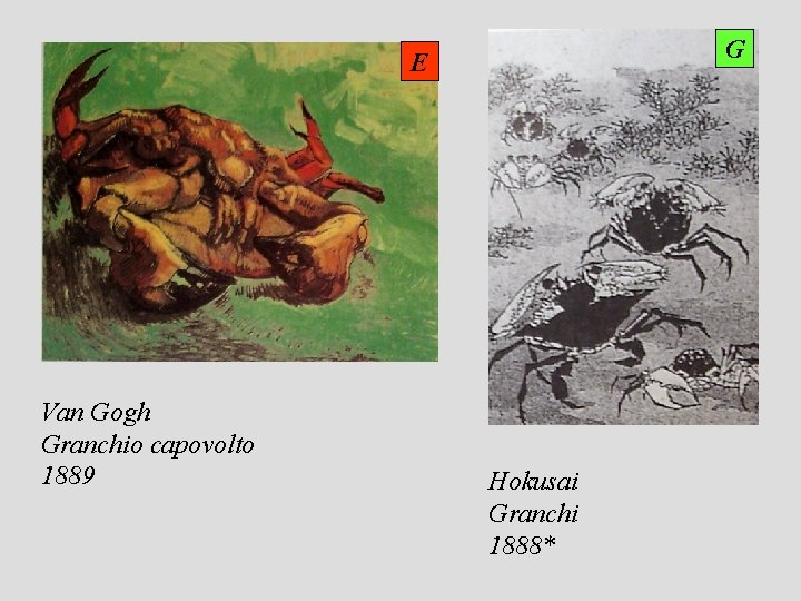 G E Van Gogh Granchio capovolto 1889 Hokusai Granchi 1888* 