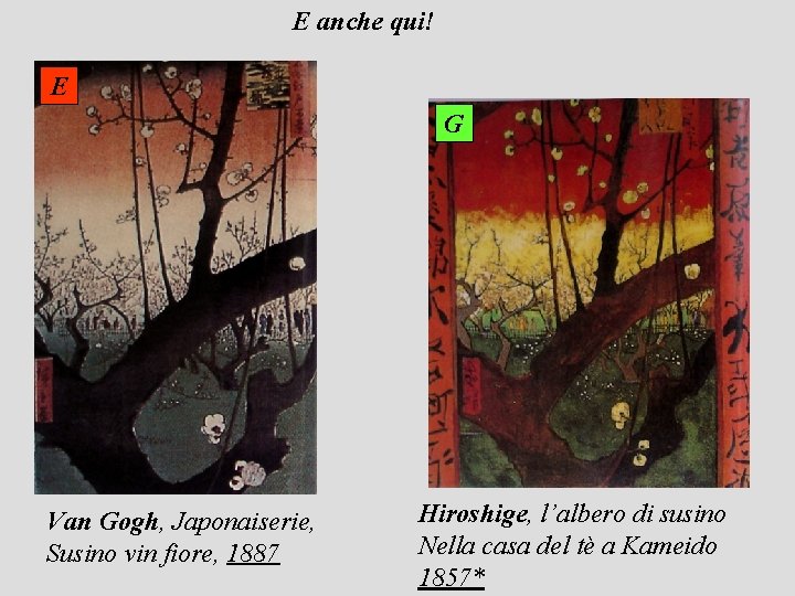 E anche qui! E G Van Gogh, Japonaiserie, Susino vin fiore, 1887 Hiroshige, l’albero