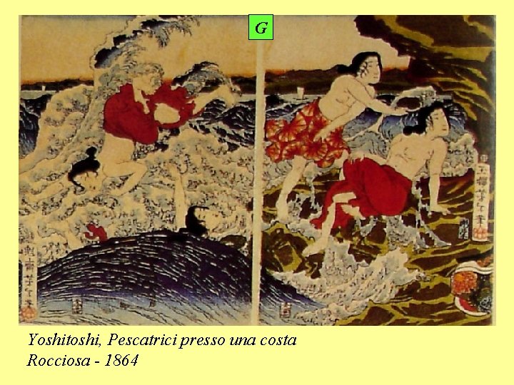 G Yoshitoshi, Pescatrici presso una costa Rocciosa - 1864 