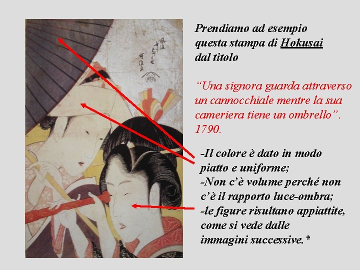 Prendiamo ad esempio questa stampa di Hokusai dal titolo “Una signora guarda attraverso un