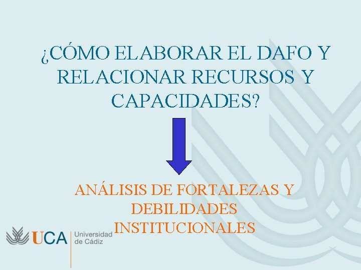 ¿CÓMO ELABORAR EL DAFO Y RELACIONAR RECURSOS Y CAPACIDADES? ANÁLISIS DE FORTALEZAS Y DEBILIDADES