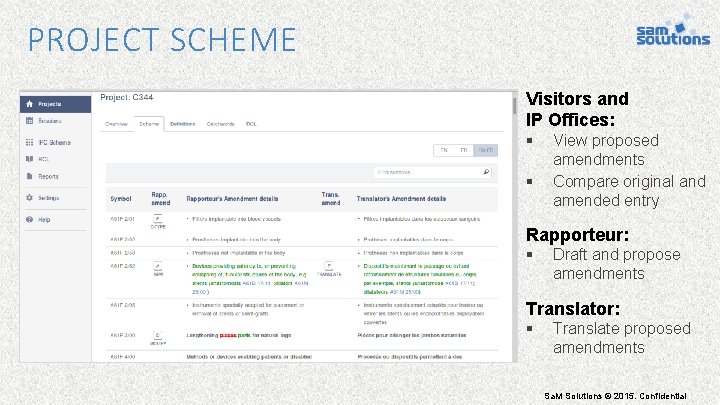 PROJECT SCHEME Visitors and IP Offices: § § View proposed amendments Compare original and