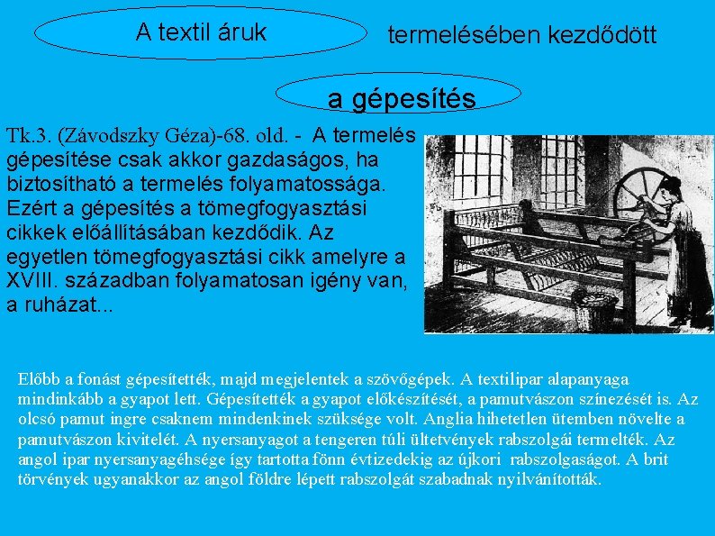A textil áruk termelésében kezdődött a gépesítés Tk. 3. (Závodszky Géza)-68. old. - A