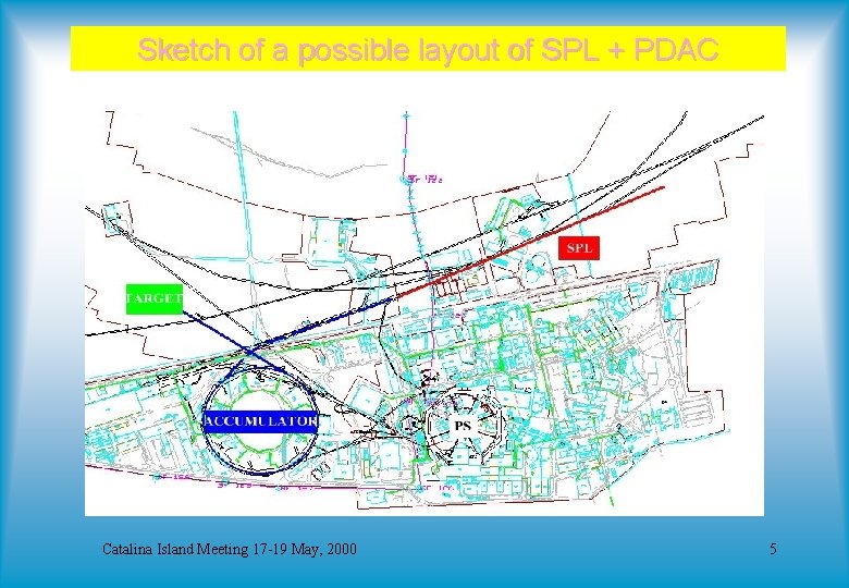 Sketch of a possible layout of SPL + PDAC Catalina Island Meeting 17 -19