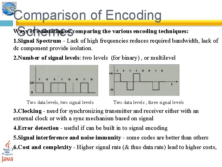 Comparison of Encoding Ways of evaluating or comparing the various encoding techniques: Schemes 1.