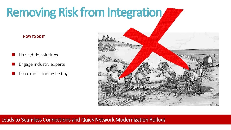 Removing Risk from Integration HOW TO DO IT n Use hybrid solutions n Engage