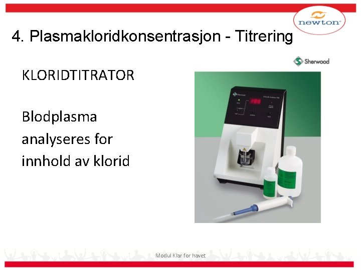 4. Plasmakloridkonsentrasjon - Titrering KLORIDTITRATOR Blodplasma analyseres for innhold av klorid Modul Klar for