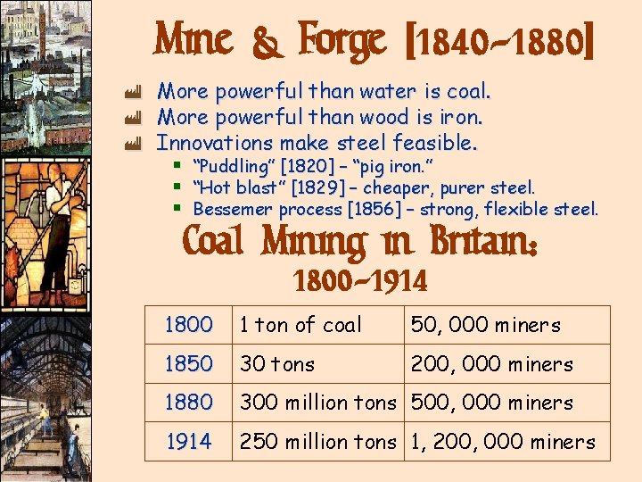 Mine & Forge [1840 -1880] ù ù ù More powerful than water is coal.