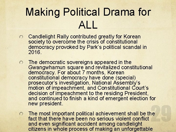 Making Political Drama for ALL Candlelight Rally contributed greatly for Korean society to overcome