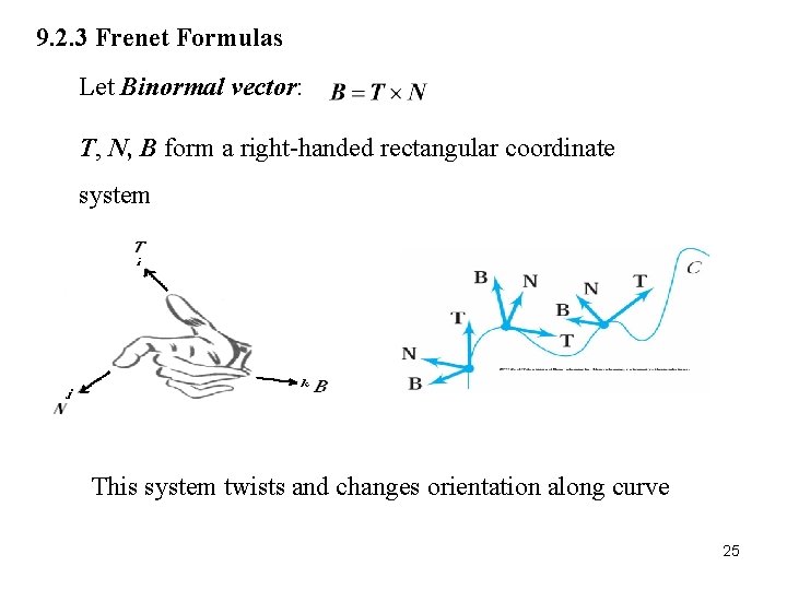 9. 2. 3 Frenet Formulas Let Binormal vector: T, N, B form a right-handed