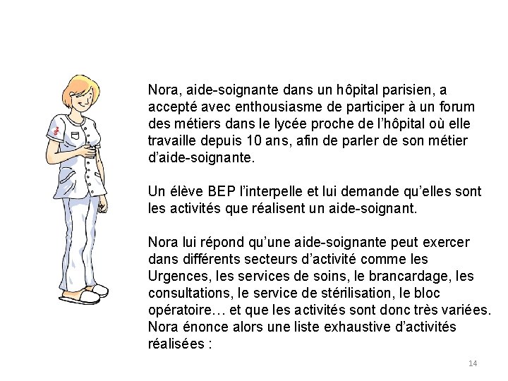 Nora, aide-soignante dans un hôpital parisien, a accepté avec enthousiasme de participer à un Nora, aide-soignante dans un hôpital parisien, a accepté avec enthousiasme de participer à un