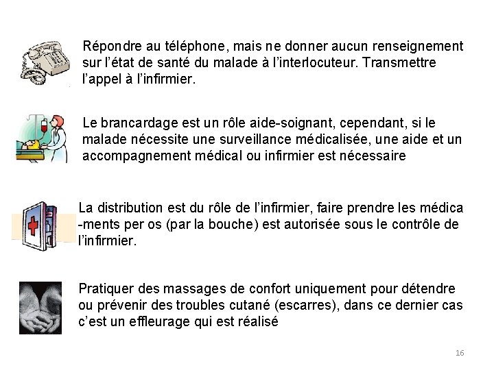 Répondre au téléphone, mais ne donner aucun renseignement sur l’état de santé du malade Répondre au téléphone, mais ne donner aucun renseignement sur l’état de santé du malade