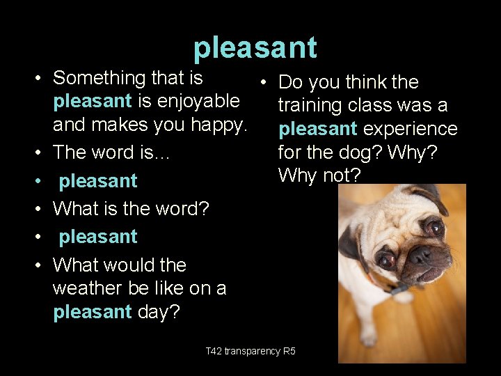 pleasant • Something that is • Do you think the pleasant is enjoyable training